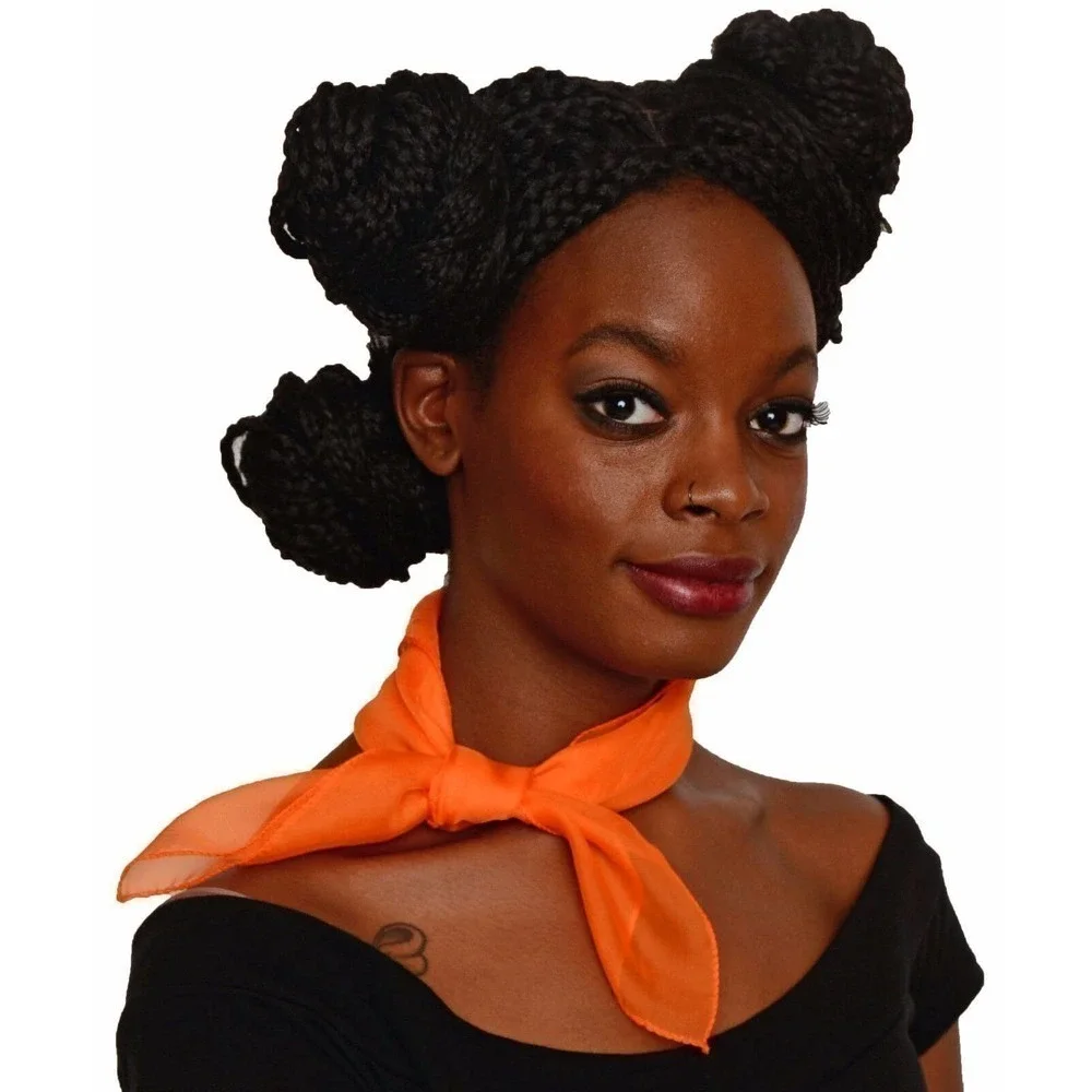50s Style Sheer Chiffon Square Scarves Set 1 Orange and 1 Brown Scarf - Hey Viv